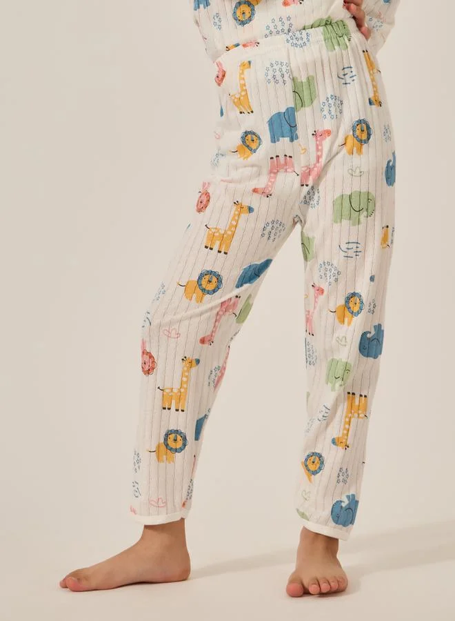 Styli All-Over Print Round Neck T-Shirt and Pyjama Set