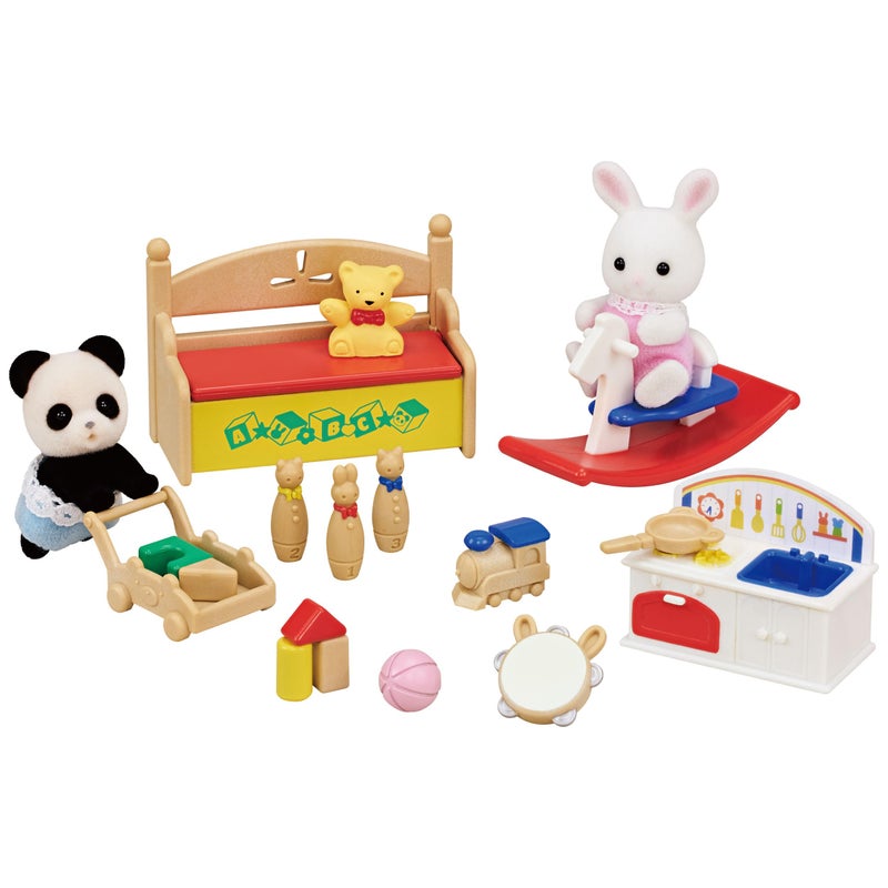 Calico Critters Baby's Toy Box - Includes Snow Rabbit and Panda Babies - Image 1