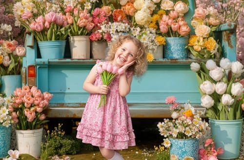 Kate 8x8ft25x25m Spring Backdrop for Photography Garden Flowers Truck Photoshoot Background Photo Video Studio Props - Image 3