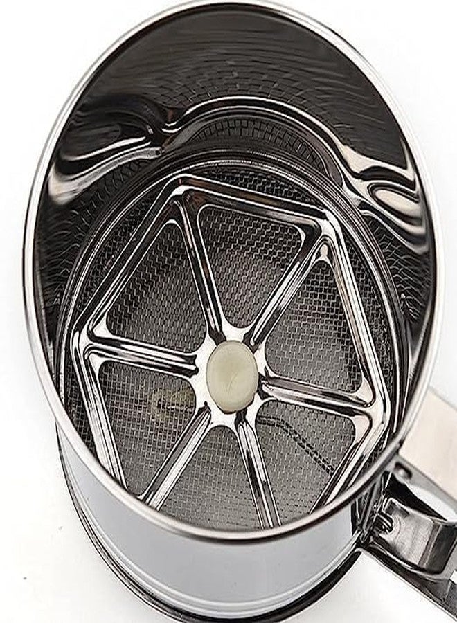 Scribify Flour Sifter/Atta chhani Hand Press Design Stainless Steel Flour Sifter Corrosion Resistant Large Capacity Flour Sieve Cup for Sugar Flour and Coffee Powder | Atta Chalni (1) - Image 5
