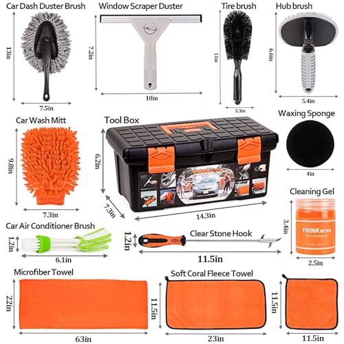THINKWORK Car Cleaning Kit, Car Washing Kits for Vehicles, Car Detailing Kit Suitable for Small and Medium Vehicles Such As Cars, Trucks, Suvs(17pcs) - Image 2