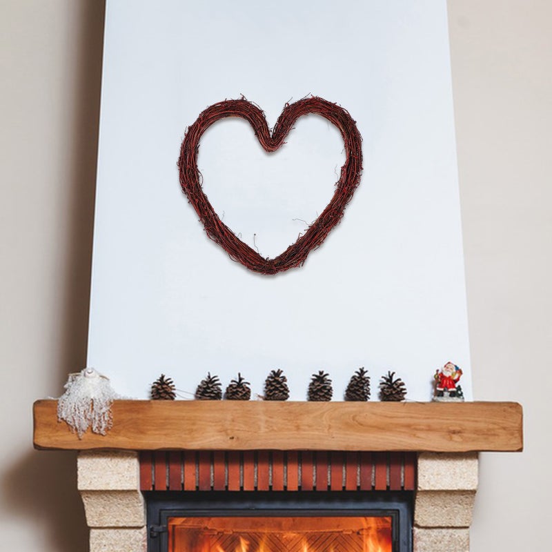 Rattan Heart Wreath Door Hanging Wreath DIY Crafts Wreath Front Door Garland Home Decor - Image 5