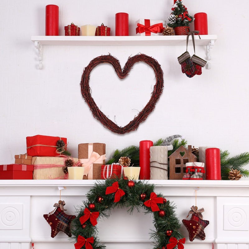 Rattan Heart Wreath Door Hanging Wreath DIY Crafts Wreath Front Door Garland Home Decor - Image 4