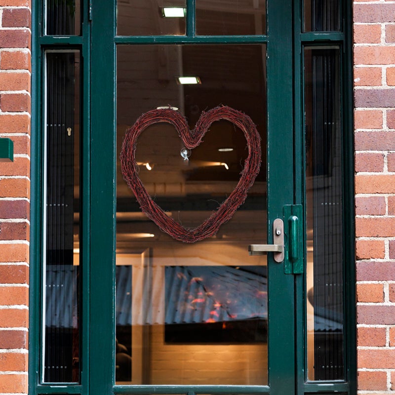 Rattan Heart Wreath Door Hanging Wreath DIY Crafts Wreath Front Door Garland Home Decor - Image 2