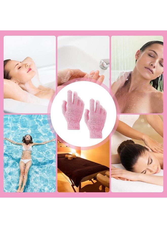 Valkyrie 2Pcs Exfoliating Wash Gloves Dual Texture Bath Gloves For Shower Body Scrub Exfoliating Mitt Dead Skin Remover Exfoliator Mitten Natural Body Loofah Washcloth (2Pcs Pink) - Image 2