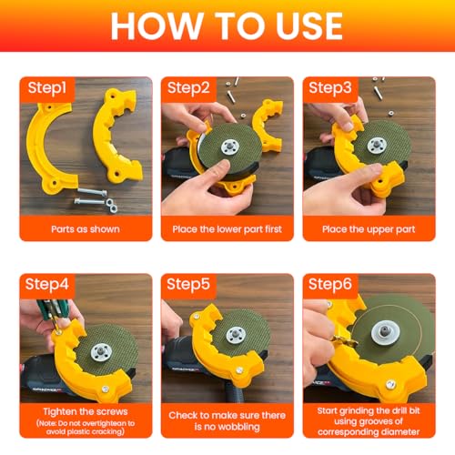 Serplex® Multi Drill Bits Sharpener Attachment Tool for Electric Disc Cutter Electric Angle Grinder Attachment for Sharpening Drill Bits Universal Drill Bits Sharpening Tool for 4-12mm Dia Drill Bits - Image 5