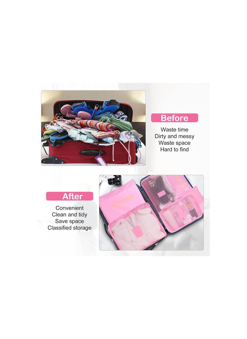 6 Piece Outdoor Traveling Storage Bag Set Pink Medium
