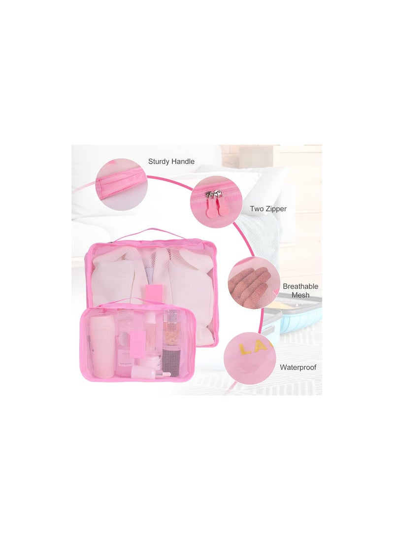 6 Piece Outdoor Traveling Storage Bag Set Pink Medium