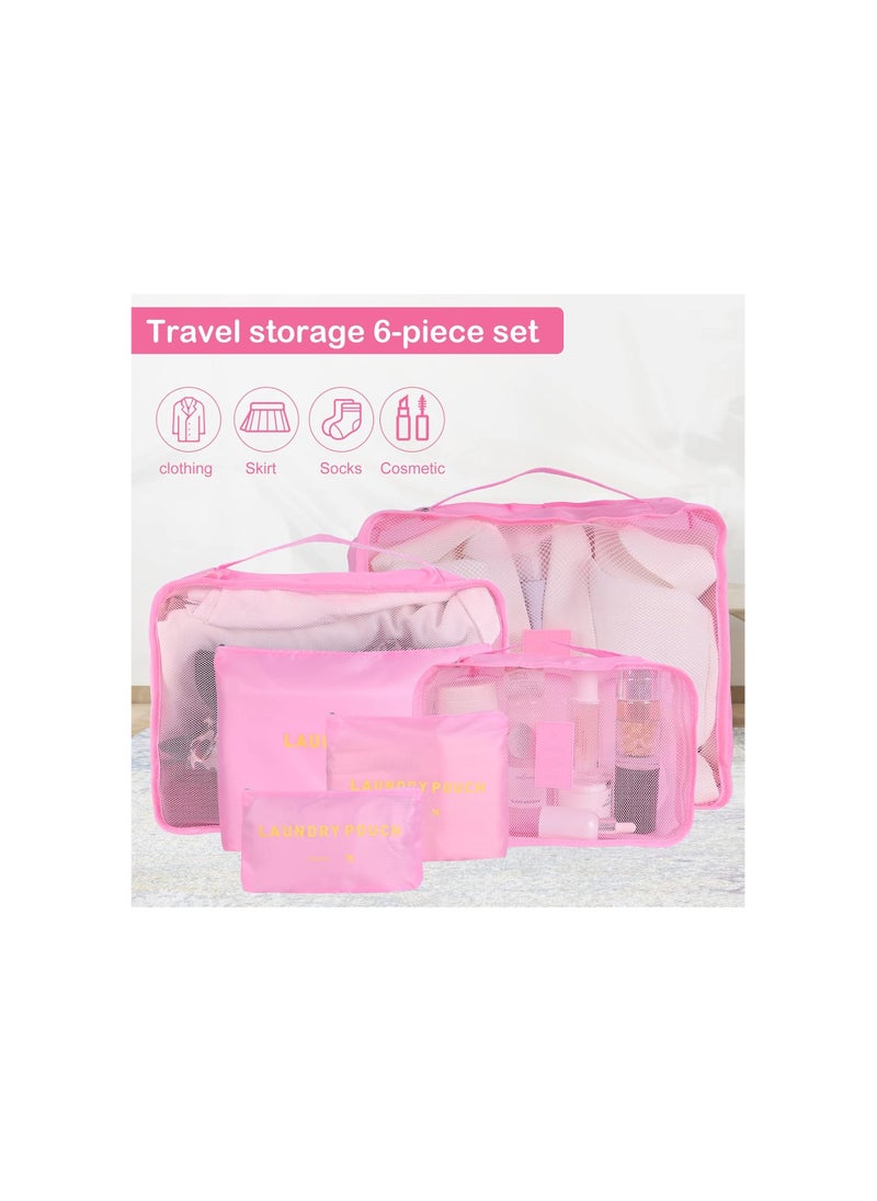 6 Piece Outdoor Traveling Storage Bag Set Pink Medium