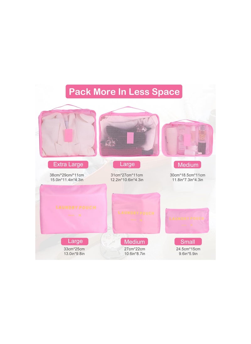 6 Piece Outdoor Traveling Storage Bag Set Pink Medium