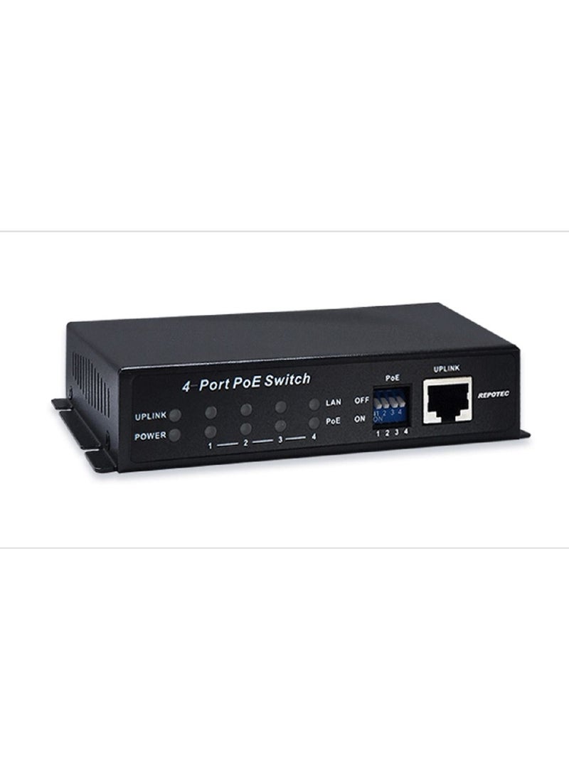 REPOTEC - RP-PE054J/F: 5-P Fast Ethernet Switch w/ 4-P high PoE+, Mid-span - Image 1