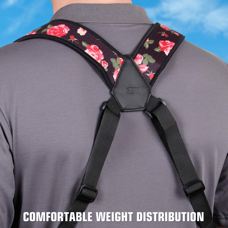 USA Gear DSLR Camera Strap Chest Harness with Quick Release Buckles, Floral Neoprene Pattern and Accessory Pockets - Compatible with Canon, Nikon, Sony and More Point and Shoot and Mirrorless Cameras - Image 4