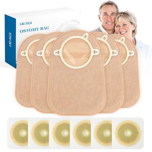 Heagimed 60pcs Ostomy Supplies Ostomy Bags 2 Piece Closed End, 2-Piece Disposable Colostomy Bags for Ileostomy Stoma Care, Travel Backup, Cut-to-Fit, 70mm Max (40 x Ostomy Bag + 20 x Skin Barrier） - Image 1