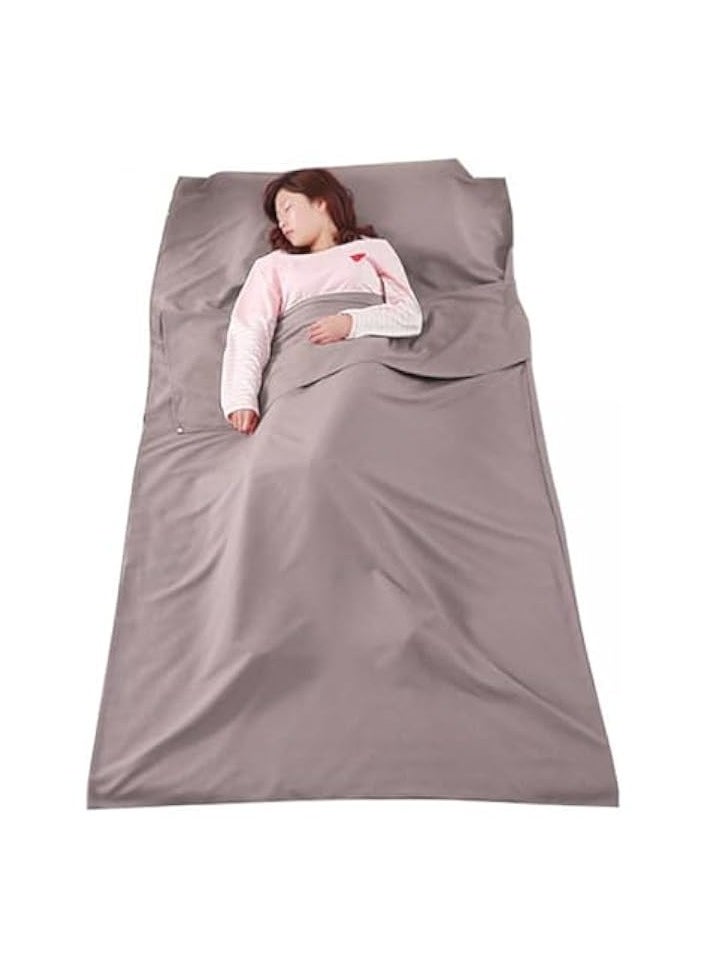 erorex Travel Sleeping Bag, Portable Indoor Hotel Bed Sheets, Thin Camping Sleeping Bag (Brown, 115x210CM)  - Image 1