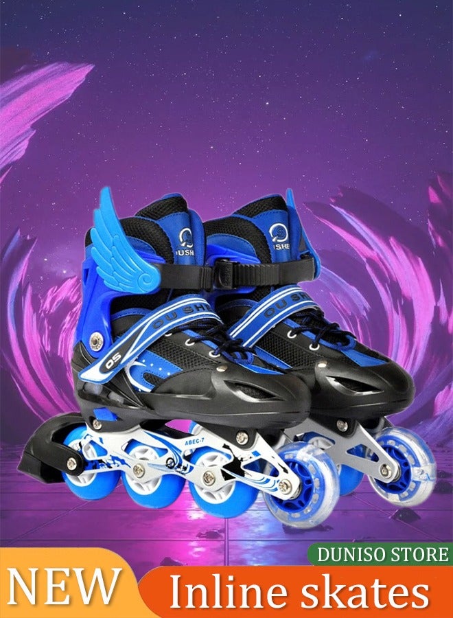 DUNISO Kids Roller Skates,Kids Inline Skates,With Led Illuminated Wheels, Adjustable Size, Anti Collision And Wear Resistant,With Helmets, Backpacks, Wing，Bearings,Suitable For Boys And Girls,Suitable For Sizes 27 To 31,S - Image 1