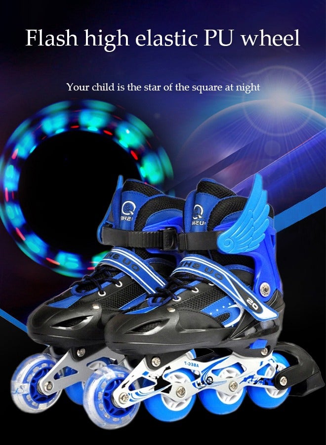 DUNISO Kids Roller Skates,Kids Inline Skates,With Led Illuminated Wheels, Adjustable Size, Anti Collision And Wear Resistant,With Helmets, Backpacks, Wing，Bearings,Suitable For Boys And Girls,Suitable For Sizes 27 To 31,S - Image 2