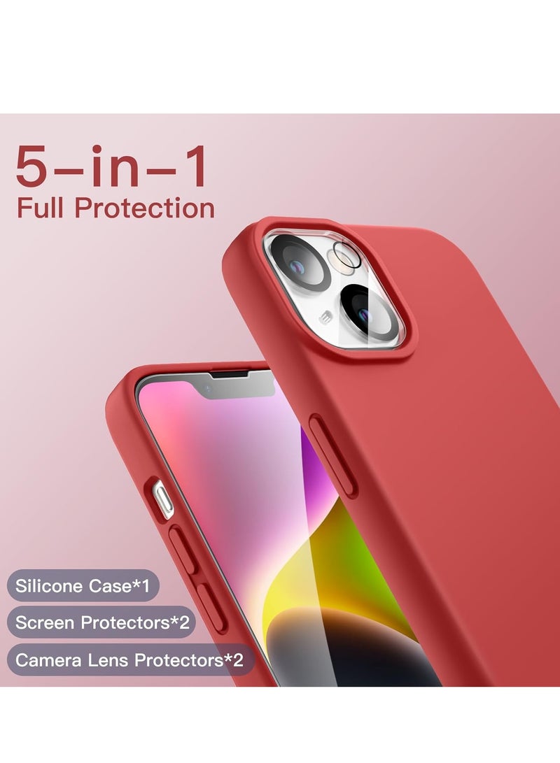 ELTRAZONE "5-in-1 iPhone 14 (6.1-Inch) Red Silicone Case - With 2 Screen Protectors & 2 Camera Lens Protectors" - Image 3
