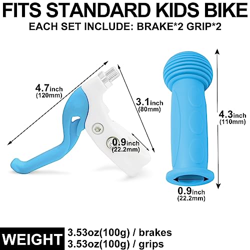 TOPCABIN Children Bicycle Brake Lever Handlebar Brakes Bike Brake Lever Bike Grips Set Handlebar Grips for Children Bike (Blue(Brake levers+Grips Set)) - Image 3