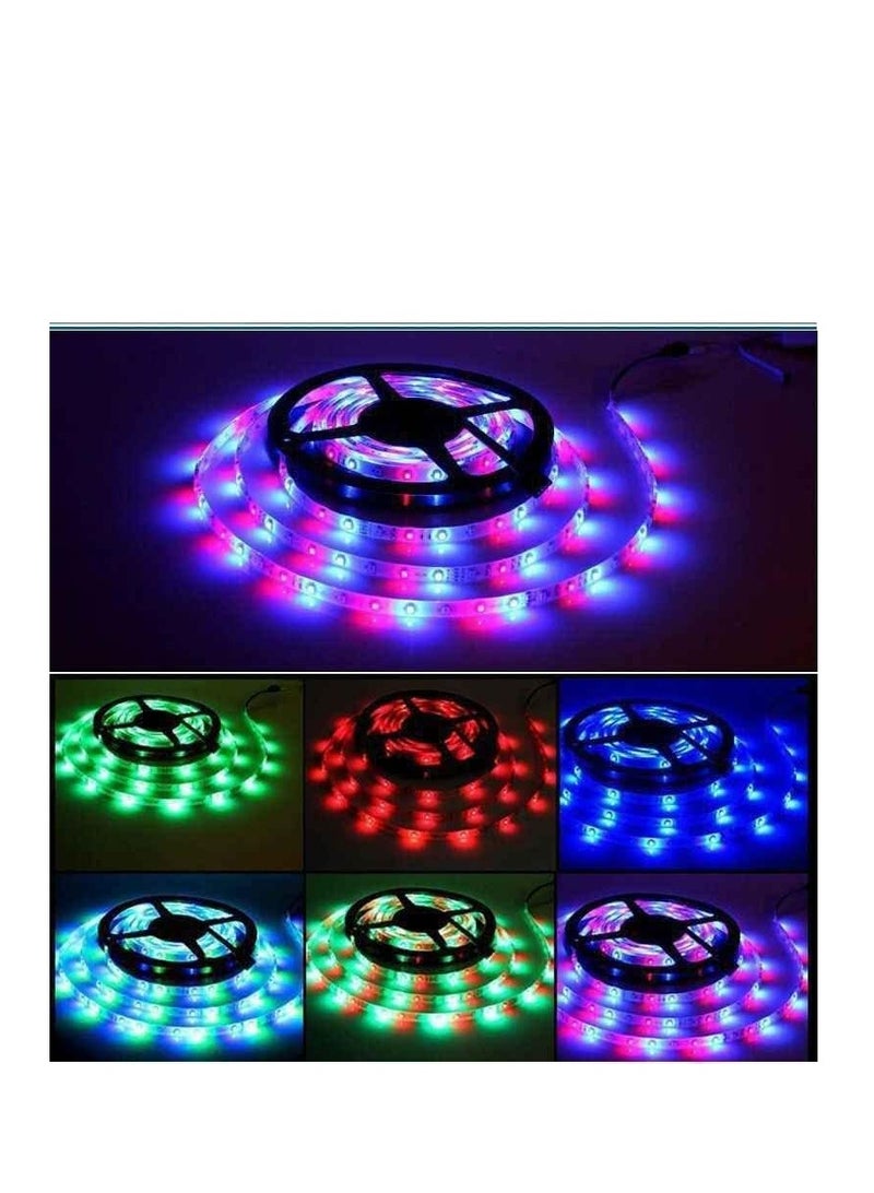 شريط إضاءة LED بطول 5 متر ضد الماء – موديل 3528 RGB متعدد الألوان مع ريموت ومحول كهربائي – للإضاءة الزخرفية في الغرف، خلف التلفاز، الأسقف، الحفلات والديكور المنزلي - Image 3