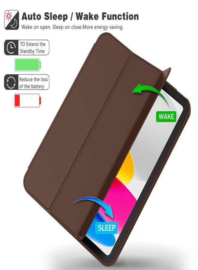 iMieet جراب iMieet لجهاز iPad (A16) من الجيل الحادي عشر/الجيل العاشر [11 بوصة 2025/10.9 بوصة 2022] مع حامل قلم، غطاء ذكي ثلاثي الطي مع ظهر TPU ناعم، خاصية التشغيل/الإيقاف التلقائي (لون الشوكولاتة) - Image 3