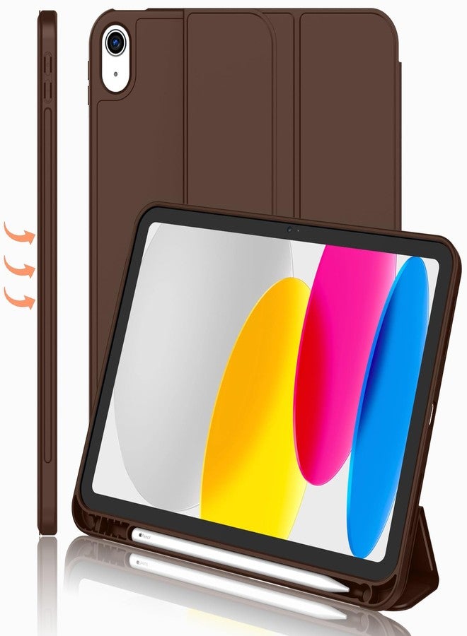 iMieet جراب iMieet لجهاز iPad (A16) من الجيل الحادي عشر/الجيل العاشر [11 بوصة 2025/10.9 بوصة 2022] مع حامل قلم، غطاء ذكي ثلاثي الطي مع ظهر TPU ناعم، خاصية التشغيل/الإيقاف التلقائي (لون الشوكولاتة) - Image 1