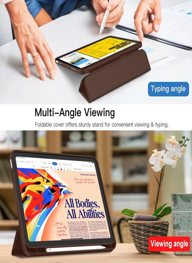 iMieet جراب iMieet لجهاز iPad (A16) من الجيل الحادي عشر/الجيل العاشر [11 بوصة 2025/10.9 بوصة 2022] مع حامل قلم، غطاء ذكي ثلاثي الطي مع ظهر TPU ناعم، خاصية التشغيل/الإيقاف التلقائي (لون الشوكولاتة) - Image 4
