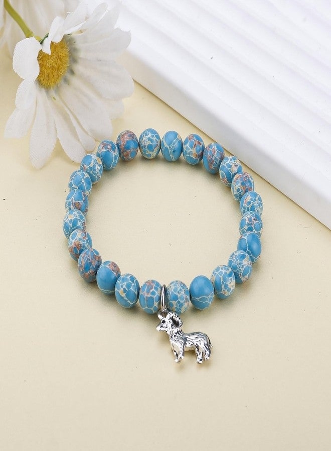 بارتنر هدايا عيد ميلاد ملهمة للنساء من علامة بارتنر، أساور خرز من الأحجار الطبيعية للنساء، مجوهرات خرز من العقيق مع بطاقة رسالة ذات معنى لمحبي الماعز، تأتي في عبوة (A2). - Image 3