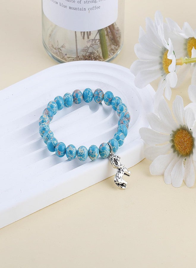 بارتنر هدايا عيد ميلاد ملهمة للنساء من علامة بارتنر، أساور خرز من الأحجار الطبيعية للنساء، مجوهرات خرز من العقيق مع بطاقة رسالة ذات معنى لمحبي الماعز، تأتي في عبوة (A2). - Image 2