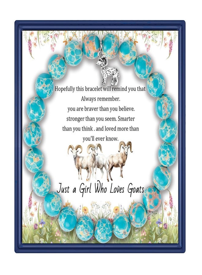 بارتنر هدايا عيد ميلاد ملهمة للنساء من علامة بارتنر، أساور خرز من الأحجار الطبيعية للنساء، مجوهرات خرز من العقيق مع بطاقة رسالة ذات معنى لمحبي الماعز، تأتي في عبوة (A2). - Image 1