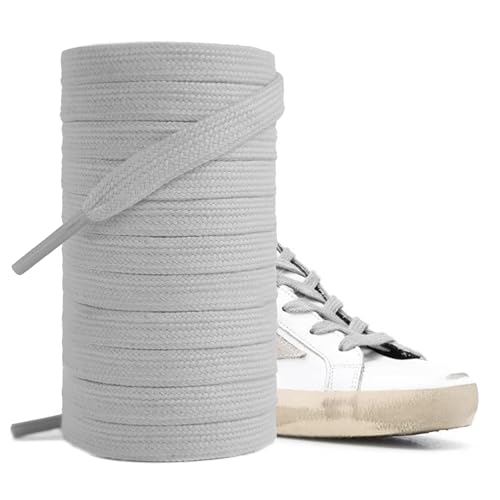 UamGlsob Cotton Shoe Laces for Golden Goose Sneakers, 100% Cotton Flat Athletic Shoelaces Replacement Strings for GG Shoes (Grey, 39"/100cm) - Image 1