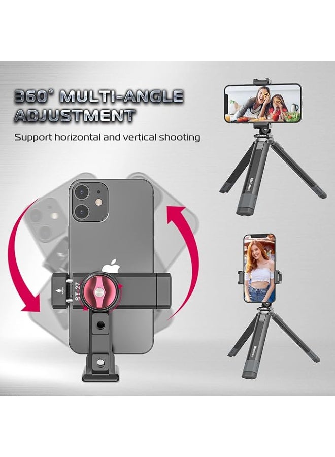 ULANZI ST-27 Aluminum Phone Tripod Mount w/ 3 Cold Shoes, Arca-Swiss Cell Phone Tripod Mount - Image 3