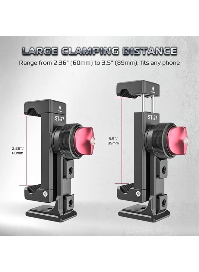 ULANZI ST-27 Aluminum Phone Tripod Mount w/ 3 Cold Shoes, Arca-Swiss Cell Phone Tripod Mount - Image 2