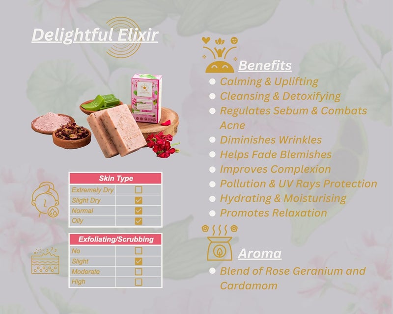 ULLASSA Aromatherapy Soap Tan Removal Spotless Complexion Moisturizing Hydrating Rose Geranium Cardamom For Women Men Pack of 2 - Image 3