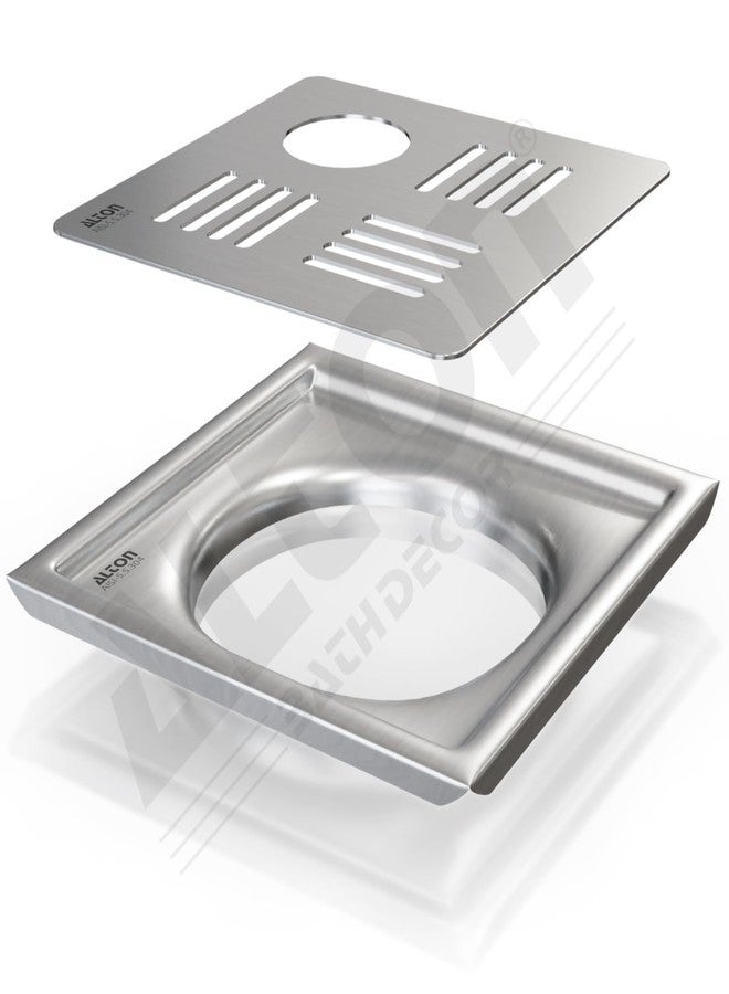 ALTON ALD1001, SS-304 Grade, 6x6 INCH Cut, Bathroom Grating Square Floor Drain Jali, Matte - Image 1