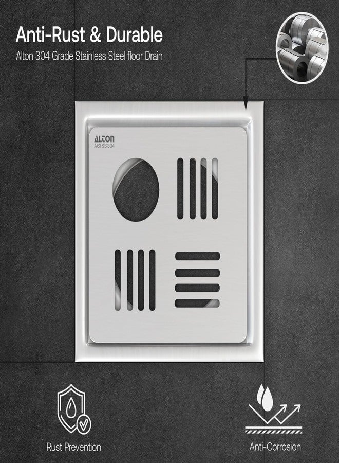 ALTON ALD1001, SS-304 Grade, 6x6 INCH Cut, Bathroom Grating Square Floor Drain Jali, Matte - Image 5