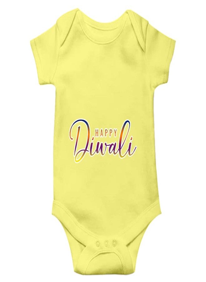 Mott2 Diwali Special Unisex Baby Romper - Happy Diwali3 (3-6 Months Yellow) - Image 1