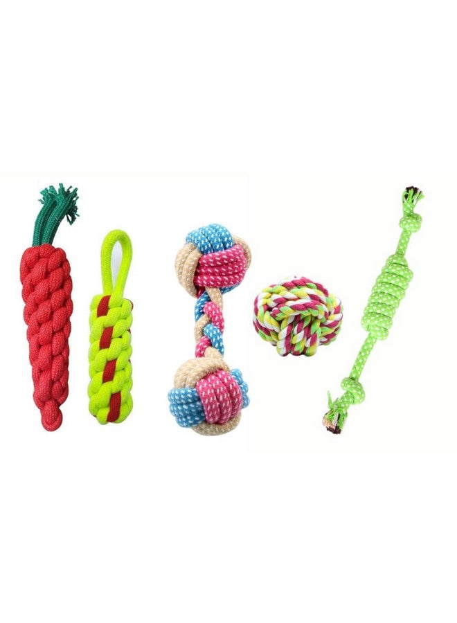 بت لعبة حبل للكلاب - مجموعة من 5 قطع من ألعاب الحبل المتينة للكلاب الصغيرة والمتوسطة والكبيرة - ألعاب مضغ للكلاب - حبل قطني طبيعي للتحفيز، أفضل الألعاب، عبوة من 5 قطع - Image 1