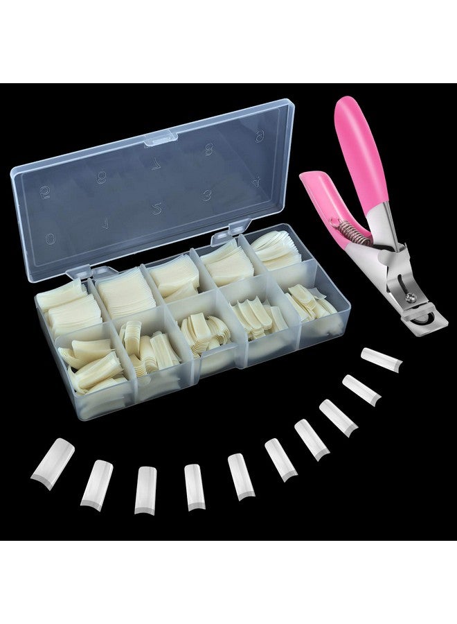 Dockapa Acrylic Nail Tips 500Pcs French Fake Nails Natural False Nail Tips With Nail Clipper And Storage Case For Nail Art Salon And Home Diy (10 Sizes) - Image 1