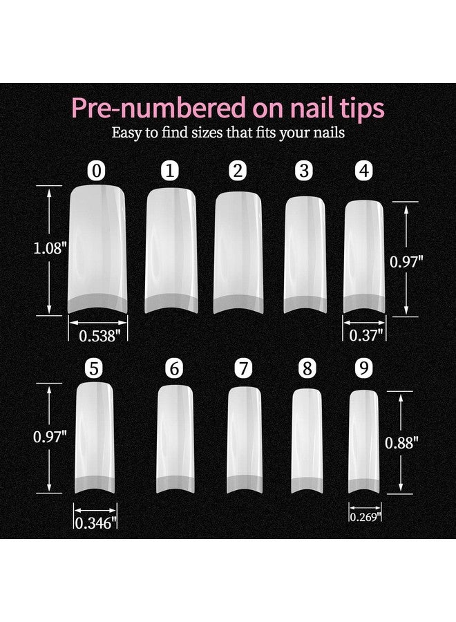Dockapa Acrylic Nail Tips 500Pcs French Fake Nails Natural False Nail Tips With Nail Clipper And Storage Case For Nail Art Salon And Home Diy (10 Sizes) - Image 2