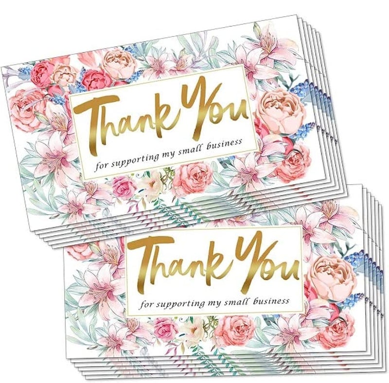 24 PCS Thank You for Supporting My Business Cards,3.5 x 2 Inches Thank You Bussiness Cards, Thank You for Your Order Cards for Online Retailers, Boutiques,Small Business Supplies Index Cards