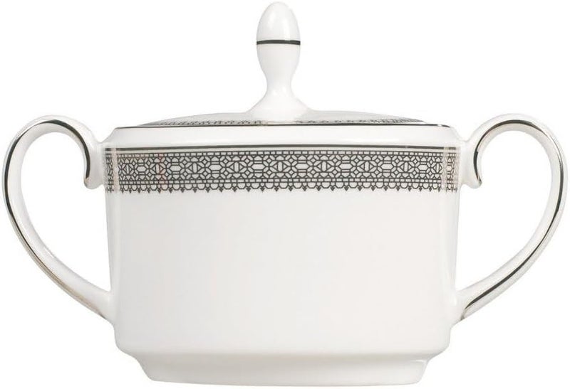 Wedgwood Vera Wang for Wedgwood Wang Vera Lace Platinum Covered Sugar 48 White  - Image 1