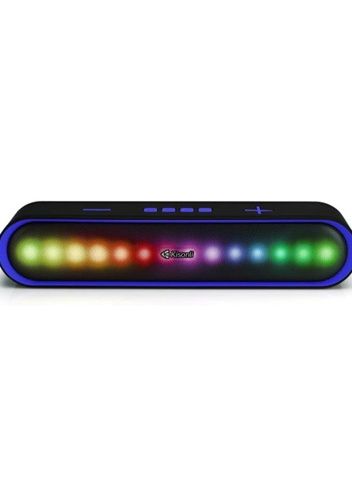 Kisonli - Kisonli LED-915 soundbar music speaker, bluetooth, RGB, 3 lighting modes switch,stereo, fancy music rhythm - Blue - Image 1