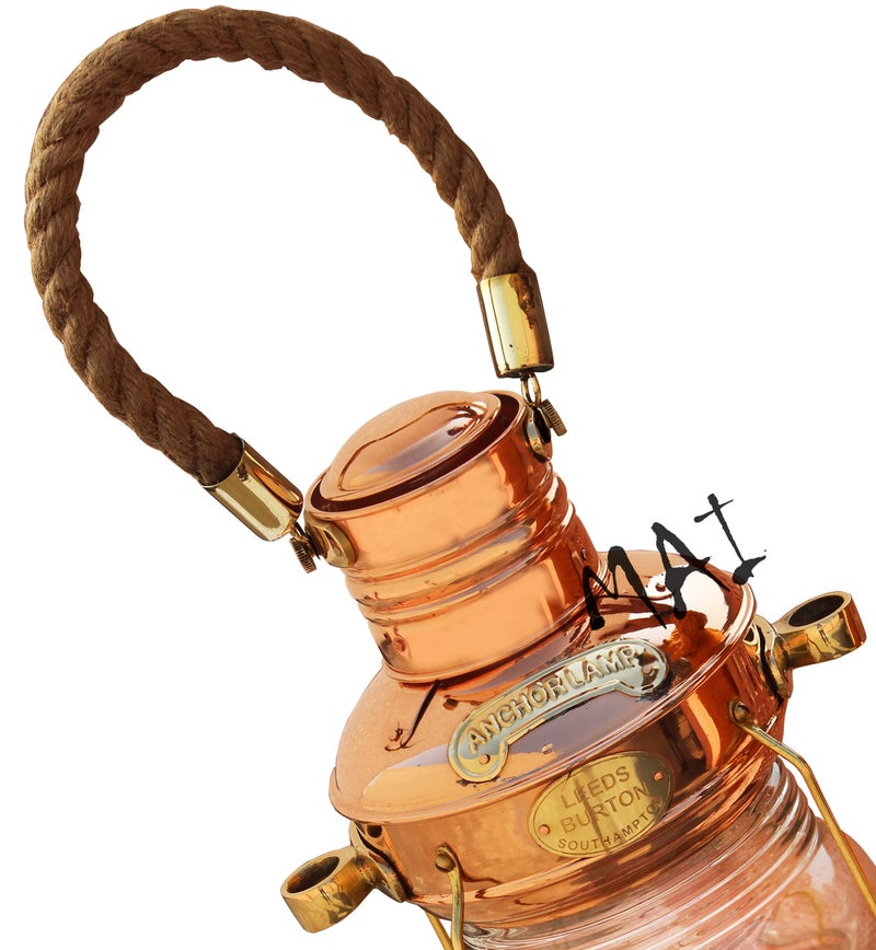 Mai Brass & Copper Anchor Oil Lamp Leeds Burton Nautical Maritime 14" Ship Lanterns. - Image 3