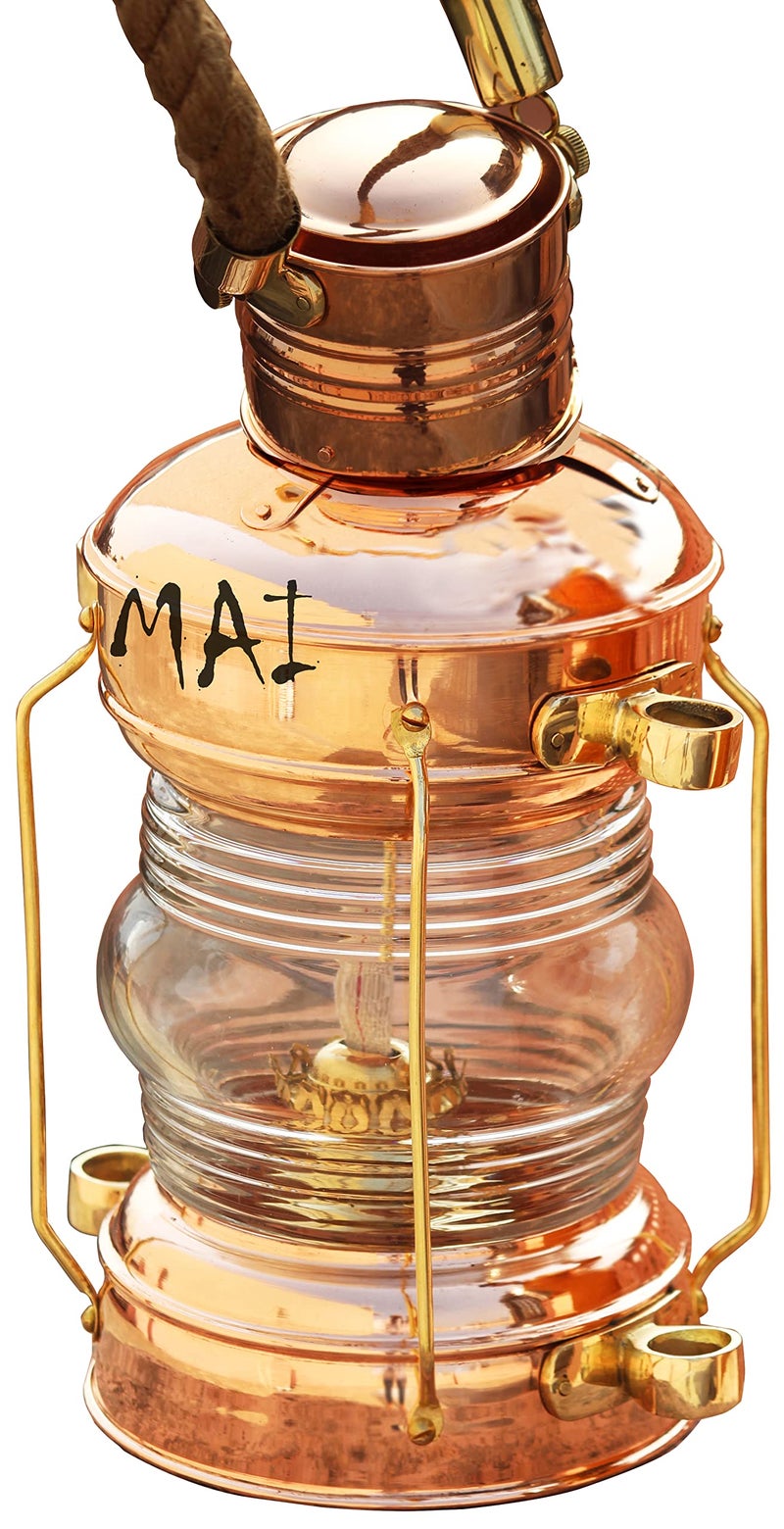 Mai Brass & Copper Anchor Oil Lamp Leeds Burton Nautical Maritime 14" Ship Lanterns. - Image 2