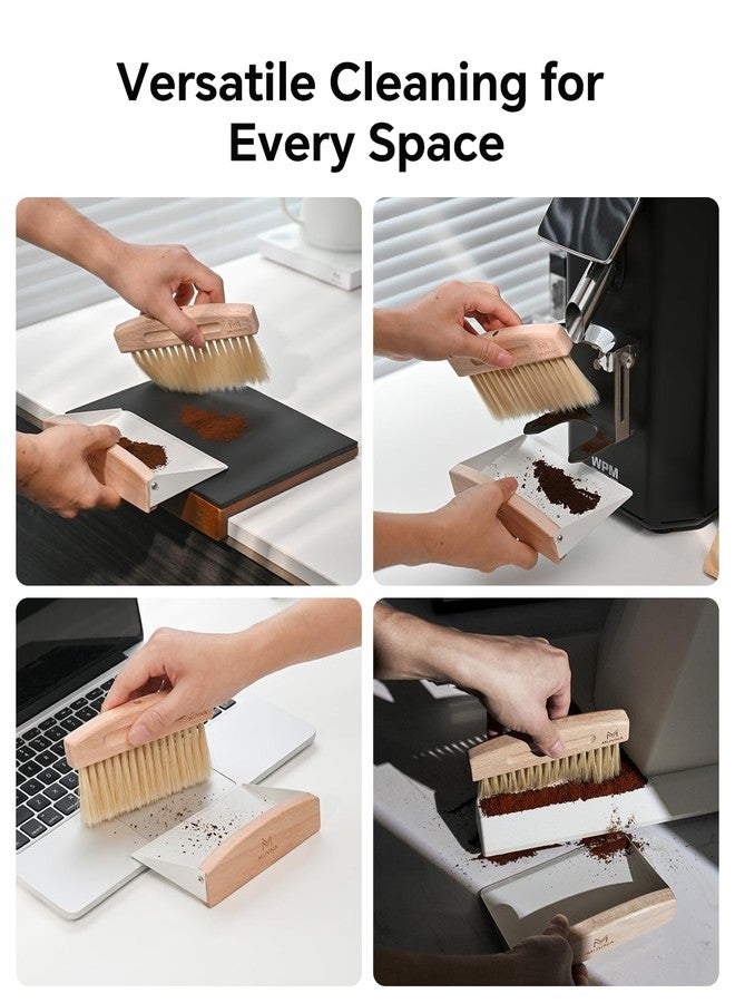 MUVNA Small Coffee Brush and Dust Pan Set - Barista Broom for Espresso Station, Countertop, Magnetic Retention Coffee Cleaning Brush Barista Tools Crumb Sweeper for Home, Coffee Bar, White - Image 4
