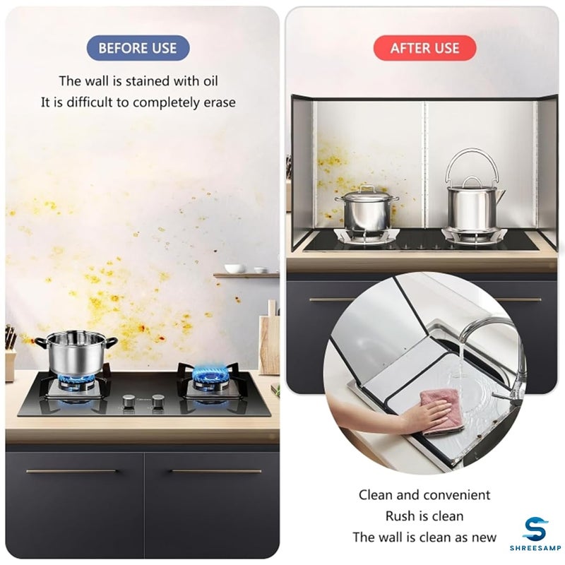 SHREESAMP 4 Sided Splatter Guards For Frying Grease Splatter Guard For Frying Pan Foldable Stainless Steel Grease Splatter Screen Anti Splatter Foldable Kitchen Backsplash Protector For Stove Top - Image 5