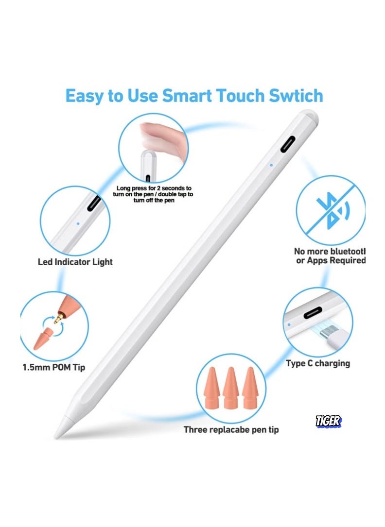 JAJEEK Stylus Pen for iPad – Active Pencil with 10 Mins Charge, Palm Rejection, Tilt Sensor, Magnetic Pen Compatible with 2018-2022 iPad Pro 11"/12.9", iPad 10/9/8/7/6, iPad Mini 5/6, iPad Air 3/4/5  - Image 2