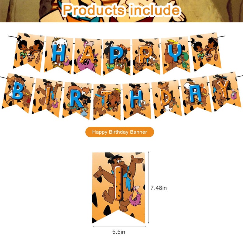 PINUO African American ð™ð™¡ð™žð™£ð™©ð™¨ð™©ð™¤ð™£ð™šð™¨ birthday party supplies,Pebbles and Bam bam party including cake caps, cupcake caps, flags, Latex Balloons, It is very suitable for birthday party supplies. - Image 2