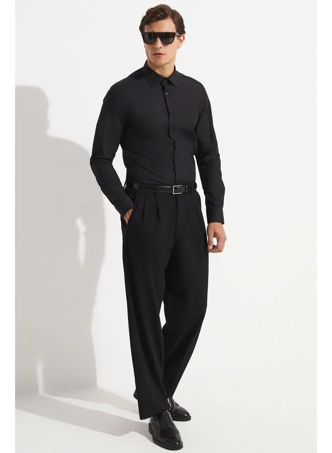 جون June Exclusive Men Slim Fit Long Sleeve Shirt Black