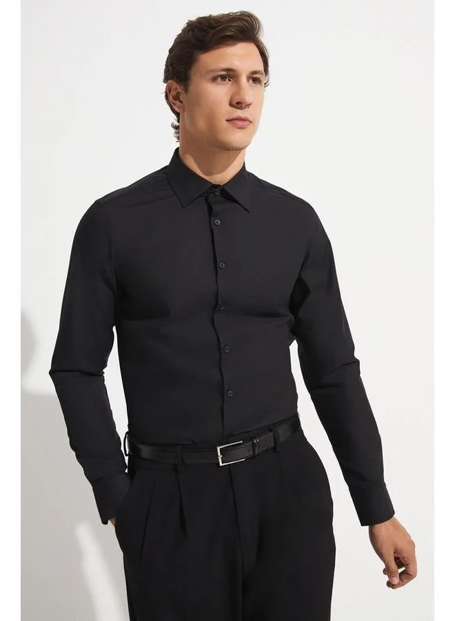 جون June Exclusive Men Slim Fit Long Sleeve Shirt Black